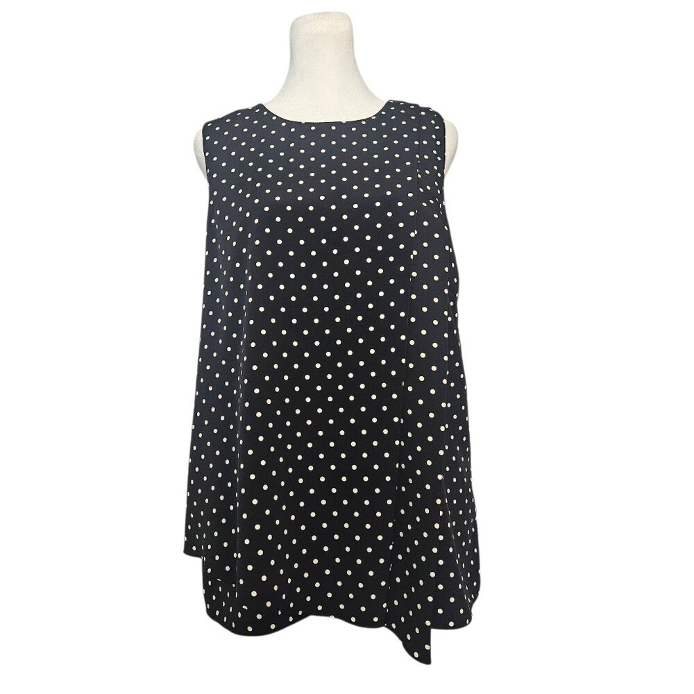 NWT Lauren Ralph Lauren Polka Dot Blouse Women SZ 8 Pleated Retro Classic Preppy